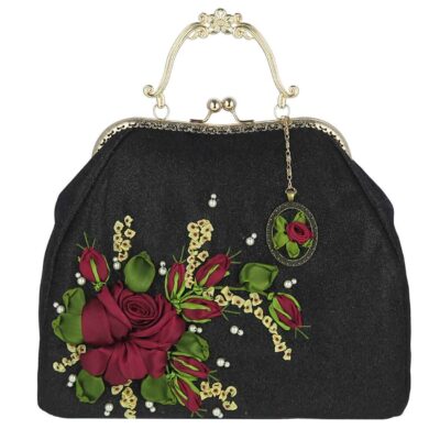 Pochette à broderie en ruban – Velours avec design Sara
