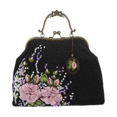 Pochette à broderie en ruban – Velours avec design Reyhan