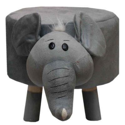 Pouf rond en velours avec pieds en bois modèle Childlike