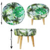 Pouf rond en velours avec pieds en bois modèle Feuille
