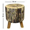 Pouf rond en velours avec pieds en bois modèle Trunk