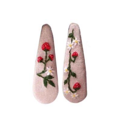 Set de Pinces à Cheveux à Clip Forme Goutte avec Design de Fraise