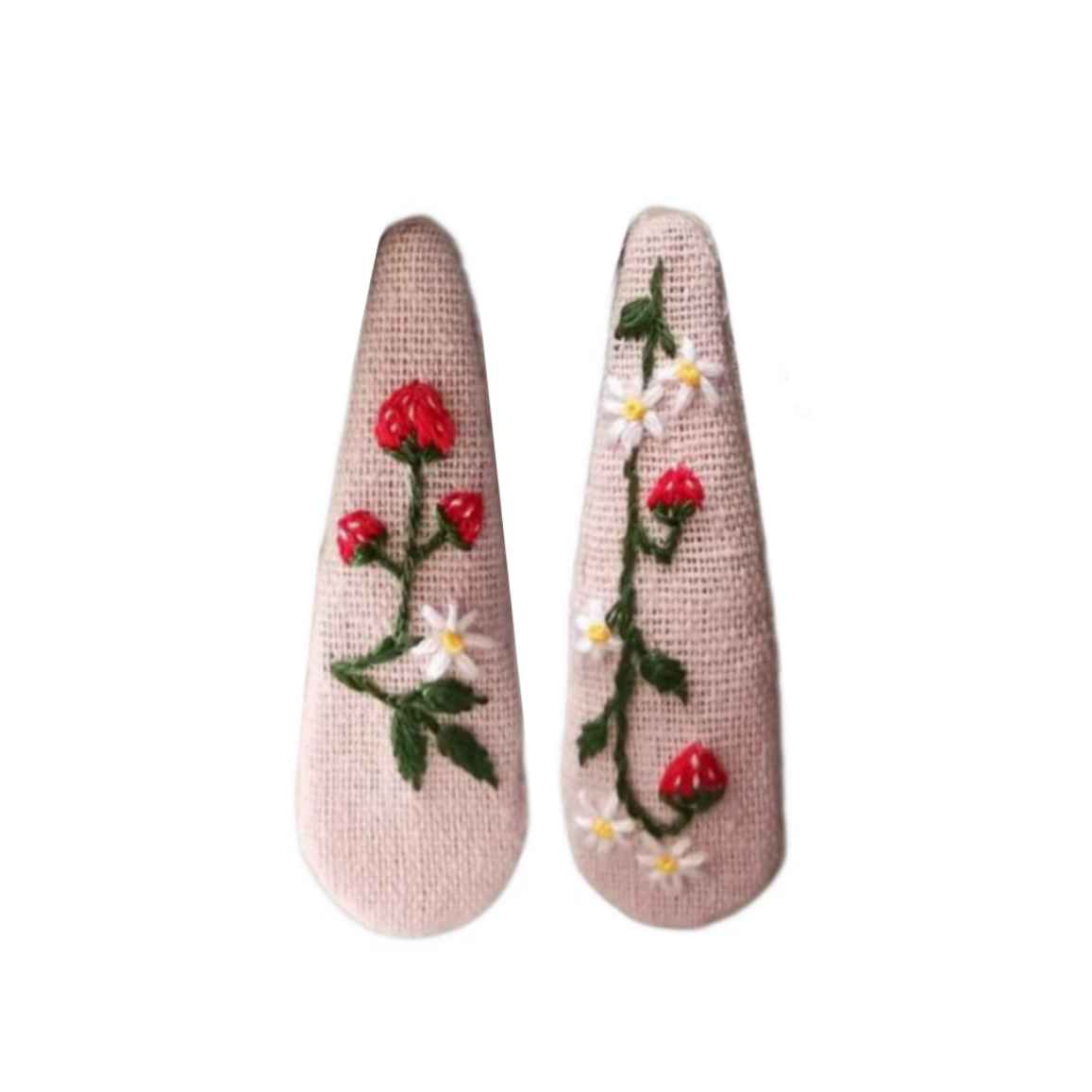 Set de Pinces à Cheveux à Clip Forme Goutte avec Design de Fraise