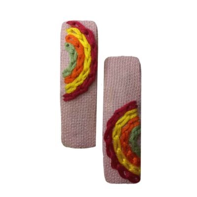 Set de Pinces à Cheveux à Clip Forme Rectangulaire avec Design de Arc-en-Ciel