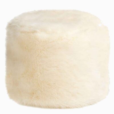 Pouf rond en fausse fourrure douce modèle Khaz