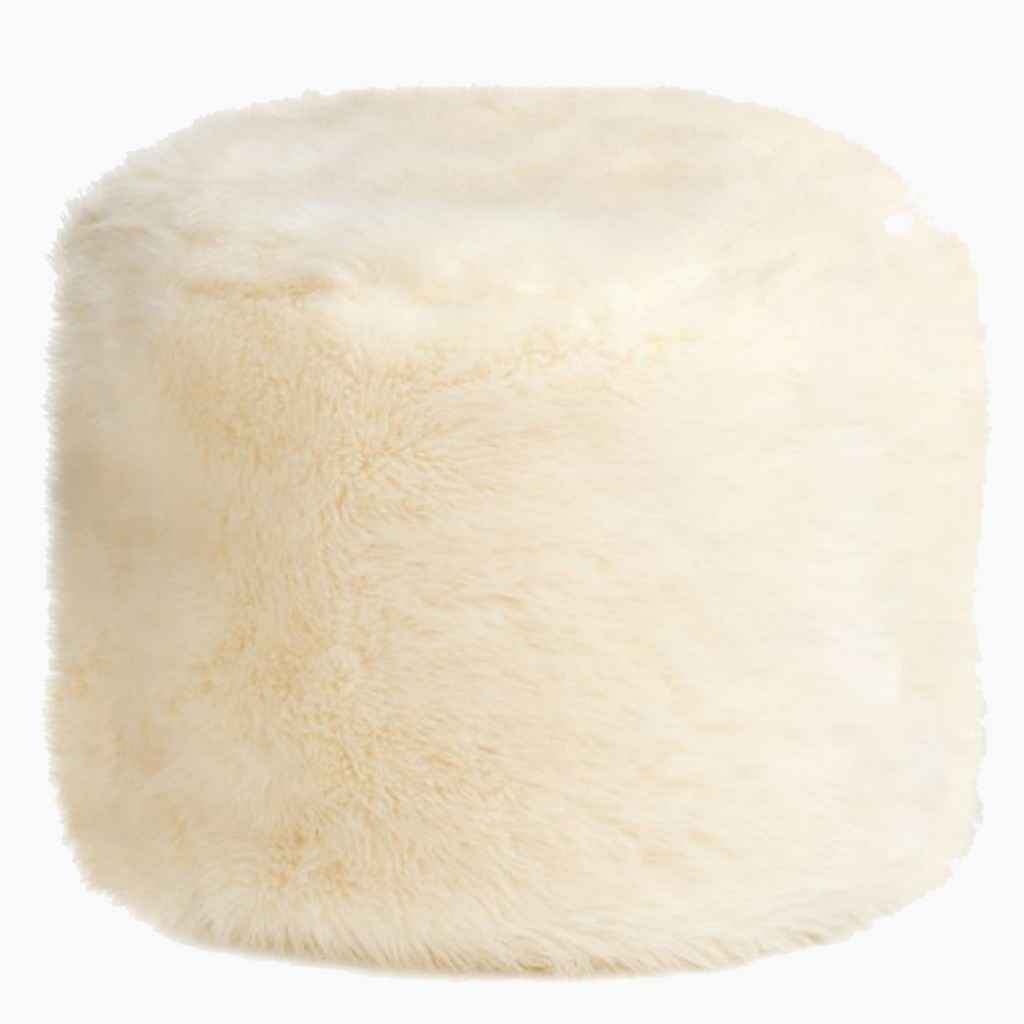 Pouf rond en fausse fourrure douce modèle Khaz