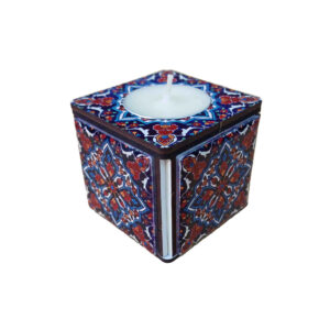 Porte-bougie en bois persan cube Tile Artistique