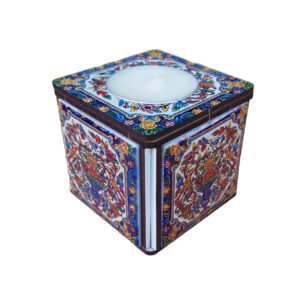 Porte-bougie en bois persan cube Tile Hami