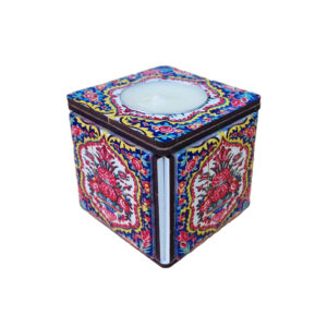 Porte-bougie en bois persan cube Afrina