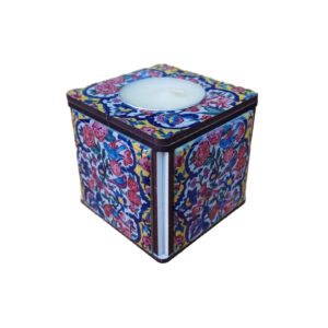 Porte-bougie en bois persan cube Tile Samira