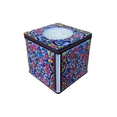 Porte-bougie en bois persan cube Tile Samira