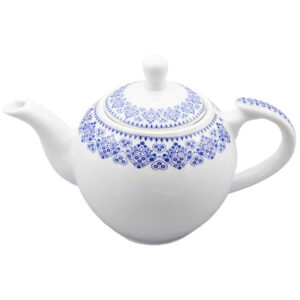Théière de service en porcelaine blanche avec motif complexe Hima