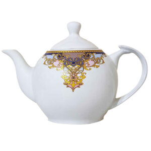 Théière de service en porcelaine blanche avec design complexe Zarineh