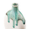 Vase à tige unique en poterie fait main, décoratif, design à glaçure dégoulinante, couleur bleue.