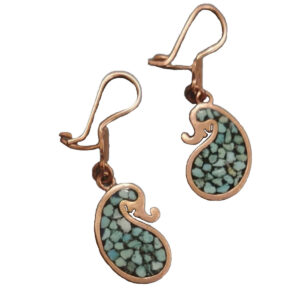 Boucles d’oreilles en cuivre faites à la main avec pierre précieuse turquoise Cachemire
