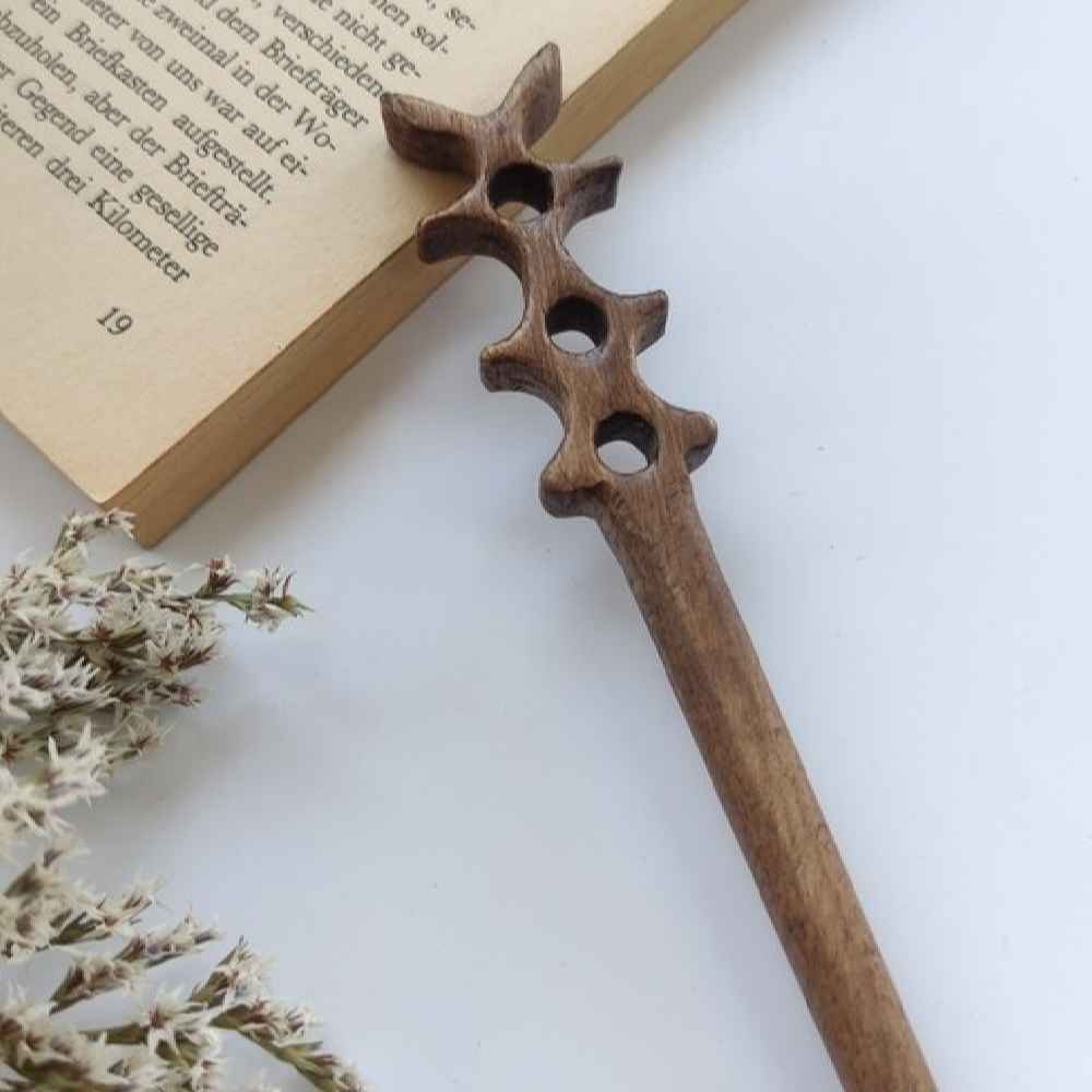 Bâtonnet de cheveux en bois sculpté Grande Taille pour Femmes