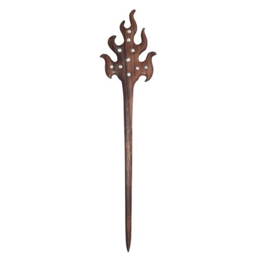 Bâtonnet de cheveux Kanzashi en bois fait main Design Matter Feu Grande Taille