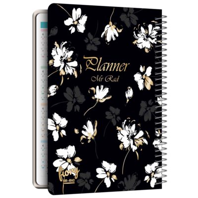 Carnet de planification quotidienne du calendrier persan 1403 modèle Design Floral Blanc