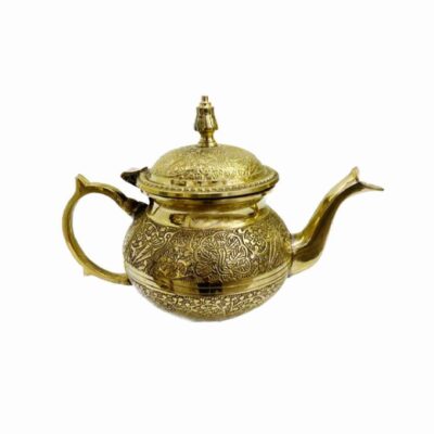 Théière en laiton persan artisanale avec design floral élégant Lux