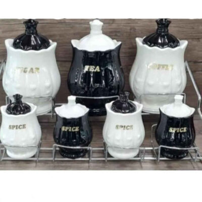 Pot de stockage en céramique – Rangement élégant pour café, thé, et plus, Embossé Negaran