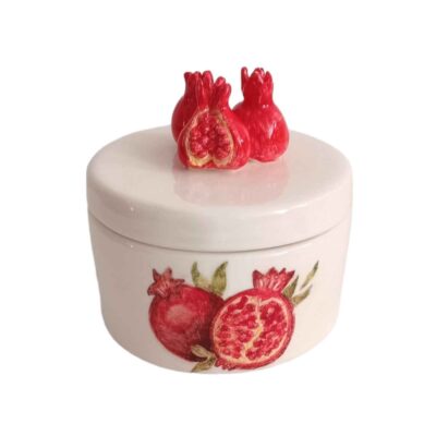 Bol à sucre en céramique avec couvercle, style artistique motif grenade