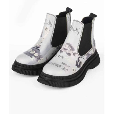 Bottes Chelsea à imprimé graffiti – Cuir synthétique avec motif de poisson