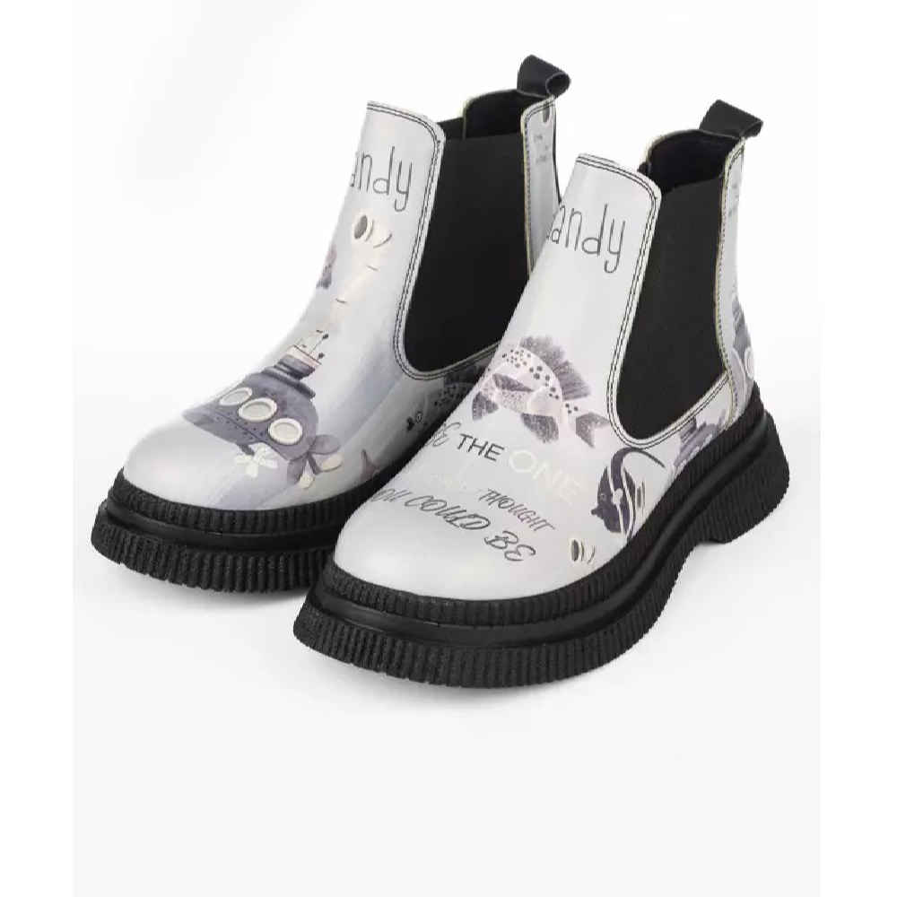 Bottes Chelsea à imprimé graffiti – Cuir synthétique avec motif de poisson