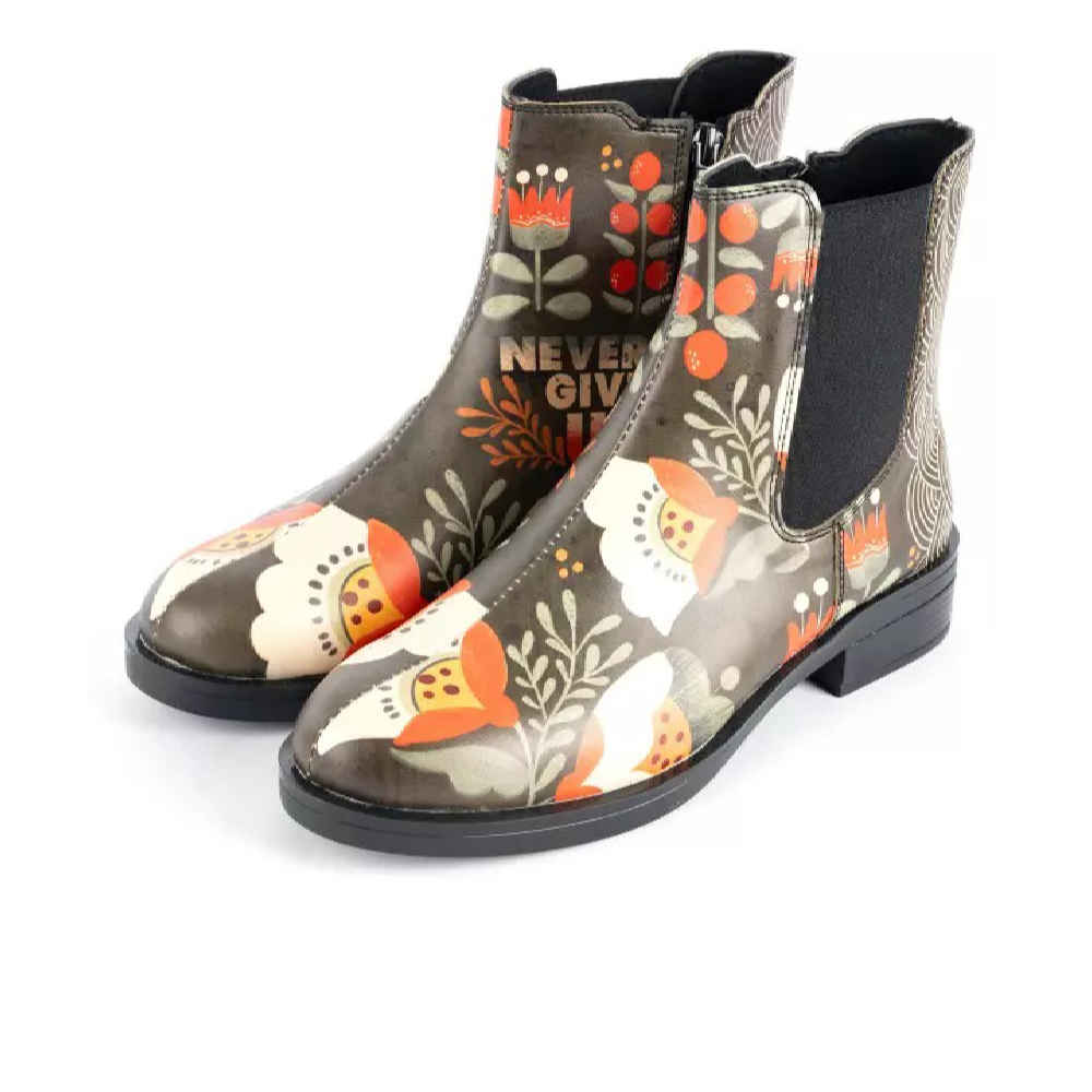 Bottines Chelsea Imprimé Graffiti – Cuir Synthétique avec Motif Floral