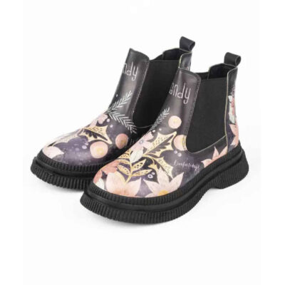 Bottes Chelsea à imprimé graffiti – Cuir synthétique avec motif floral
