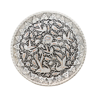 Assiette Décorative Persane en Cuivre Gravée Design Animalier Complexe
