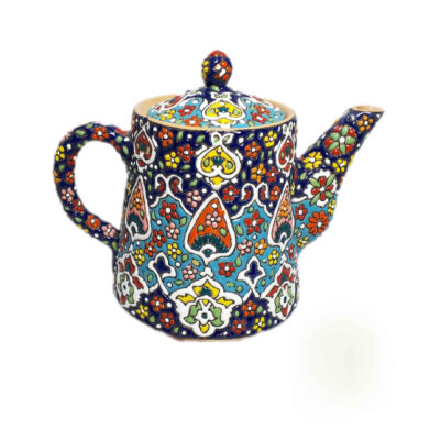 Decorative Pottery Teapot with ‌Blue Minakari Enameling Design