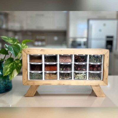 Boîte en bois élégante – Solution de rangement stylée avec 15 tiroirs en plastique