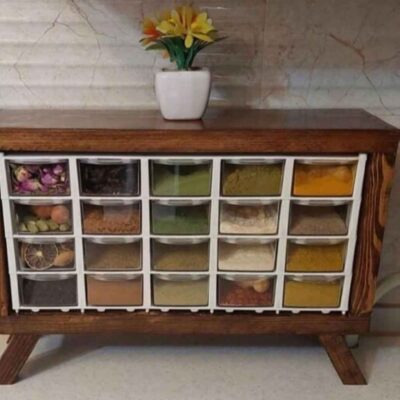 Boîte en bois élégante – Solution de rangement stylée avec 20 tiroirs en plastique