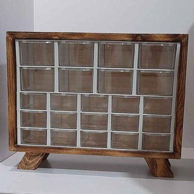 Boîte en bois élégante – Solution de rangement stylée avec 23 tiroirs en plastique