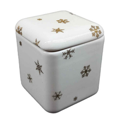 Bol à sucre en céramique avec couvercle, style artistique Snow