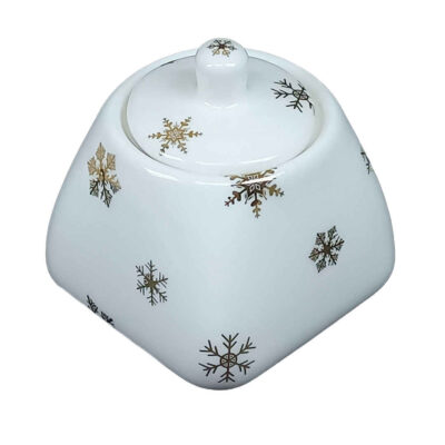 Bol à sucre en céramique avec couvercle, style artistique Snowflake