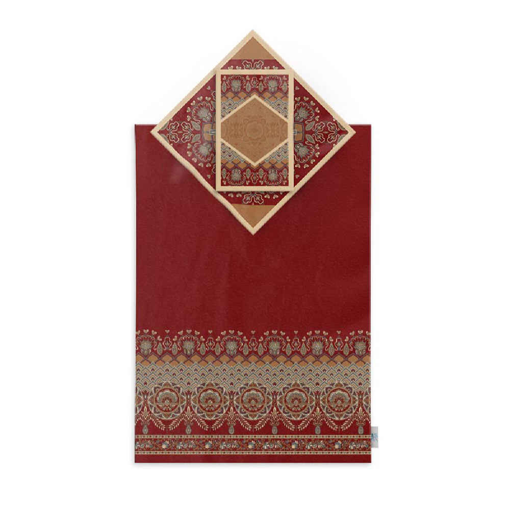 Tapis de Prière Islamique Léger avec Velours Rouge Brique