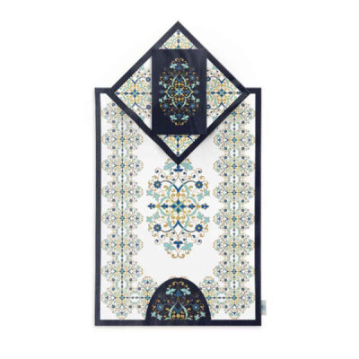 Tapis de Prière Islamique en Velours Léger avec Motif Damassé