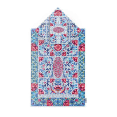 Tapis de Prière Islamique en Velours avec Motif Floral et Papillon