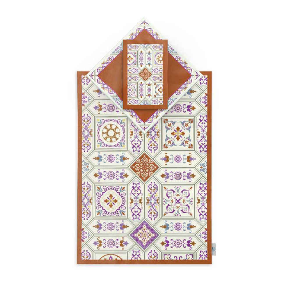 Tapis de Prière Islamique en Velours avec Motif Floral Minimaliste