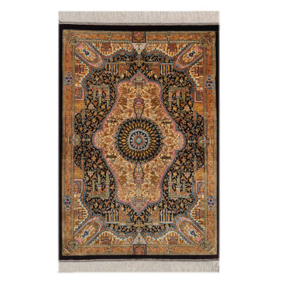 Tapis de prière persan tissé à la main Sajada Bleu & Blanc