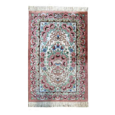 Tapis de prière persan en soie authentique noué à la main et luxueux Sajada Mina