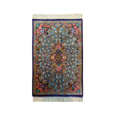 Tapis de prière persan en soie authentique noué à la main et luxueux Sajada Simin