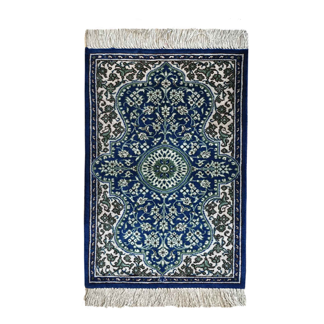 Tapis de prière persan en soie authentique noué à la main et luxueux Sajada Toranji