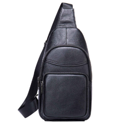 Sac bandoulière en cuir pour hommes et femmes Couleur noire