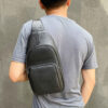 Sac bandoulière en cuir pour hommes et femmes Couleur noire