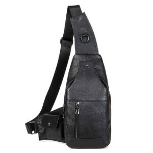 Sac bandoulière en cuir pour hommes et femmes avec poches latérales