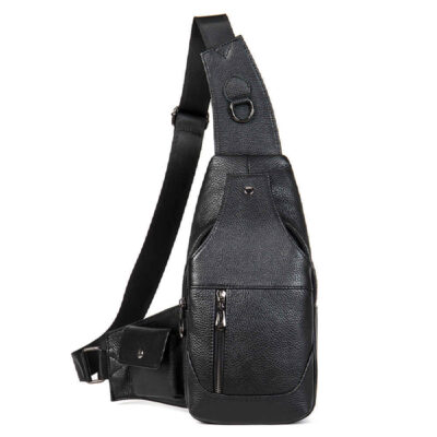 Sac bandoulière en cuir pour hommes et femmes avec poches latérales