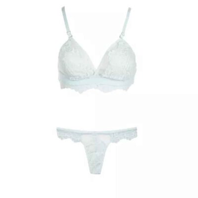 Ensemble de lingerie soutien-gorge en dentelle & string avec broderie Dentelle pour femmes
