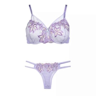 Ensemble de lingerie soutien-gorge en dentelle & string pour femmes en deux pièces